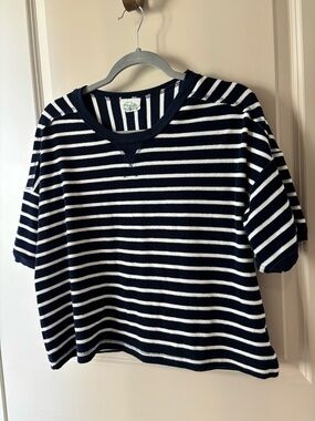 Vibe Navy and White Striped Short Sleeve Tee